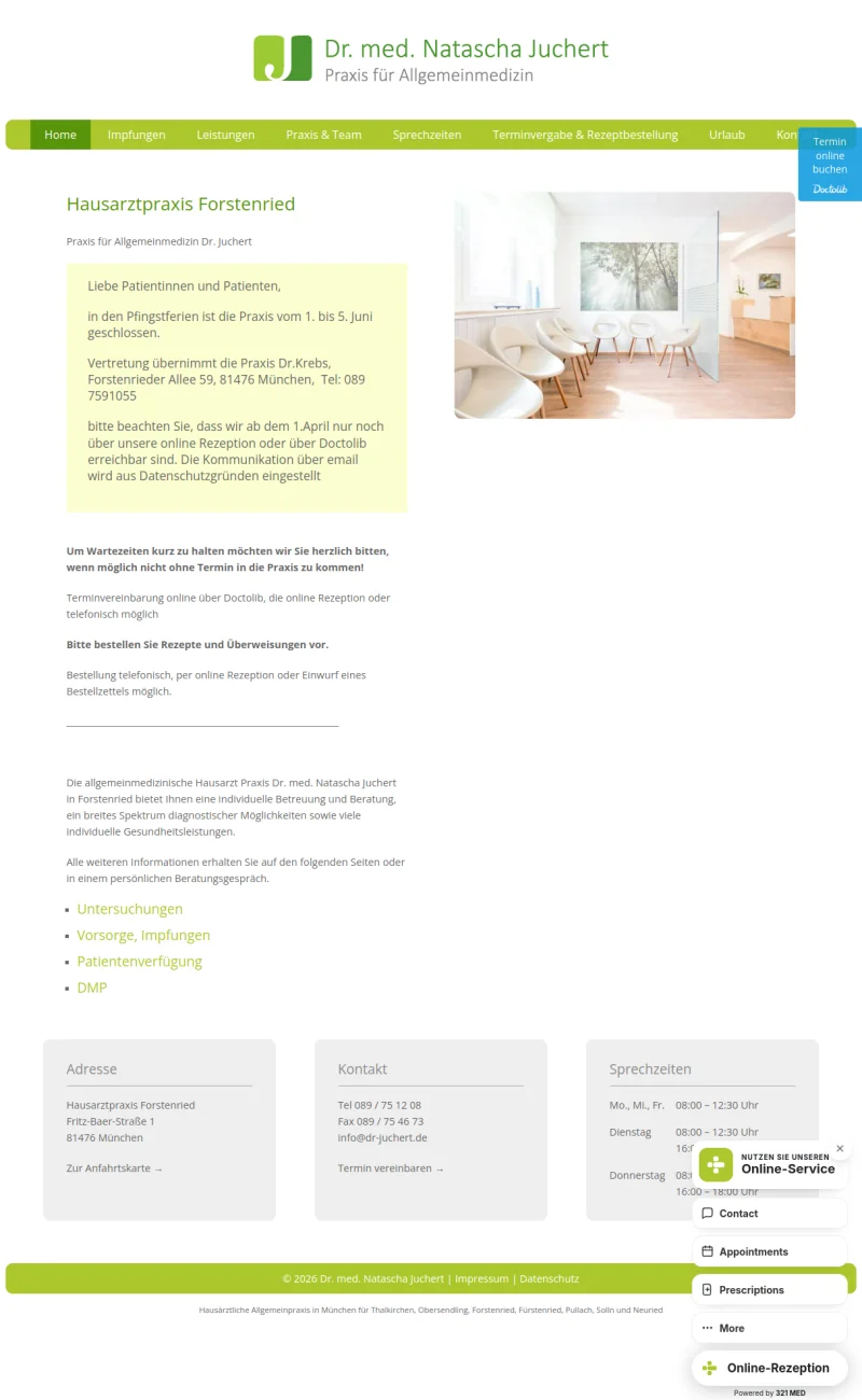 Vorher: bisherige Webseite